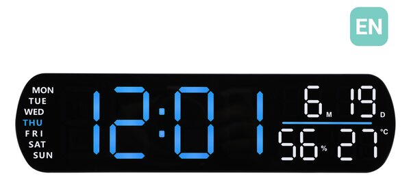 JVD Digitální černý budík do el. sítě JVD SB5512.1 s modrými LED číslicemi
