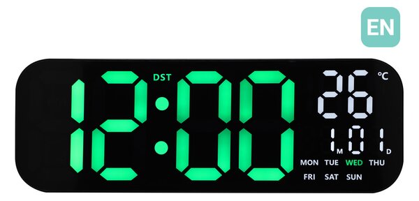 JVD Digitální černé hodiny s LED zelenými číslicemi JVD DH9016.2