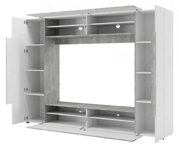 Szynaka Obývací stěna Window 225 cm bílá/beton