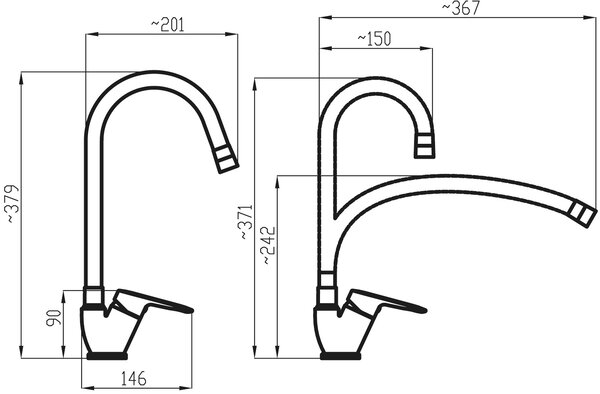 Novaservis Novaservis, Dřezová baterie s šedým flexi ramenem Metalia 54, chrom, 54014F-0S