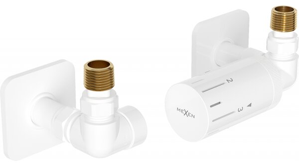 Mexen G05, axiální termostatická souprava pro topné těleso s krytkou, bílá, W903-958-909-20