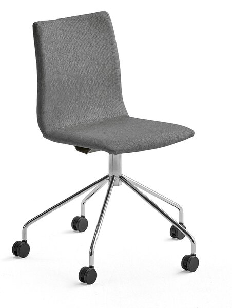 AJ Produkty Konferenční židle OTTAWA, s kolečky, šedá, chromovaný rám