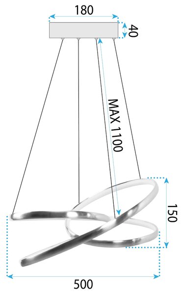 Toolight Toolight, LED závěsné svítidlo 50cm, 32W, G005-CP, zlatá lesklá, OSW-09746