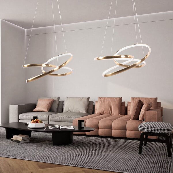 Toolight Toolight, LED závěsné svítidlo 50cm, 32W, G005-CP, zlatá lesklá, OSW-09746