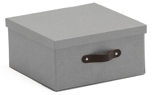 AJ Produkty Úložná krabice TIDY, 155x315x315 mm, šedá s koženými úchytkami