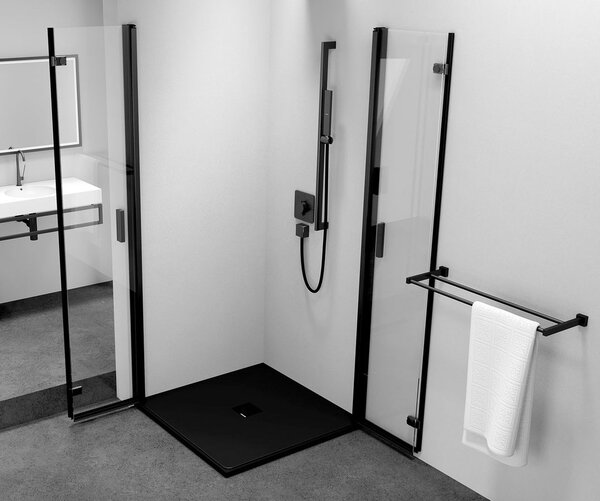 Polysan Polysan, ZOOM BLACK čtvercová sprchová zástěna 700x700mm, rohový vstup, ZL4715BL-02