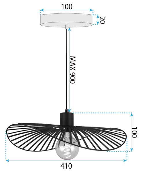 Toolight Toolight, závěsné svítidlo 41cm, 1xE27, APP1840-1CP, černá, OSW-07061