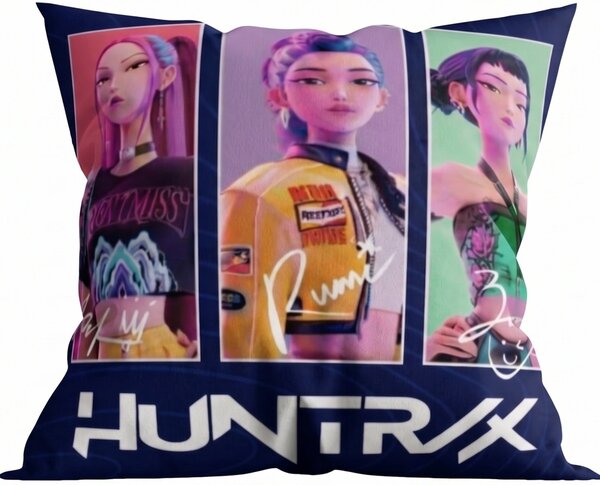 Polštář KPop Demon Hunters HUNTR/X - Rumi, Mira a Zoey - 40x40 cm