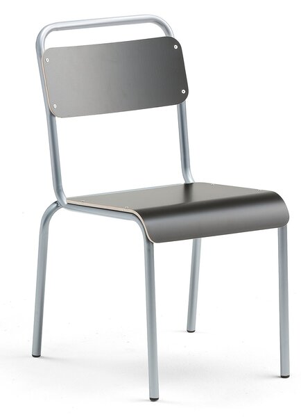 AJ Produkty Jídelní židle FRISCO, hliníkově šedý rám, HPL černá
