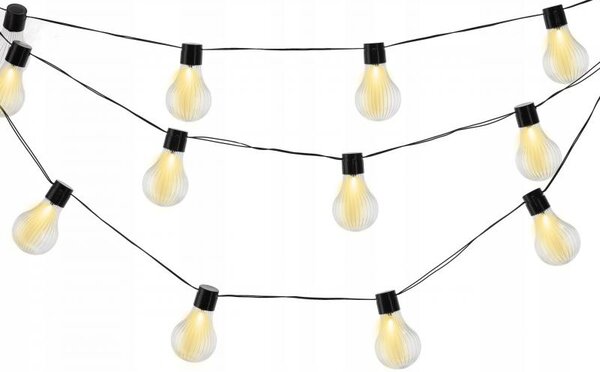 Garden Line Solární LED světelný řetěz Stripes 3,8 m černý/teplá bílá