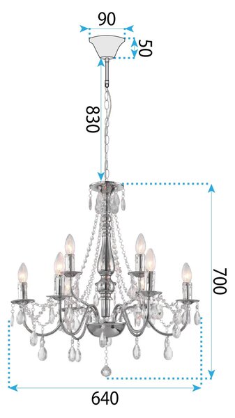 Toolight Rea, Stropní svítidlo EBT016-9CP CHROME, OSW-01231
