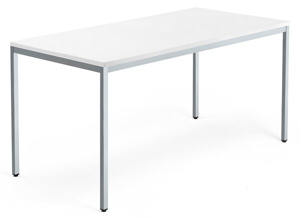 AJ Produkty Psací stůl QBUS, 4 nohy, 1600x800 mm, stříbrný rám, bílá
