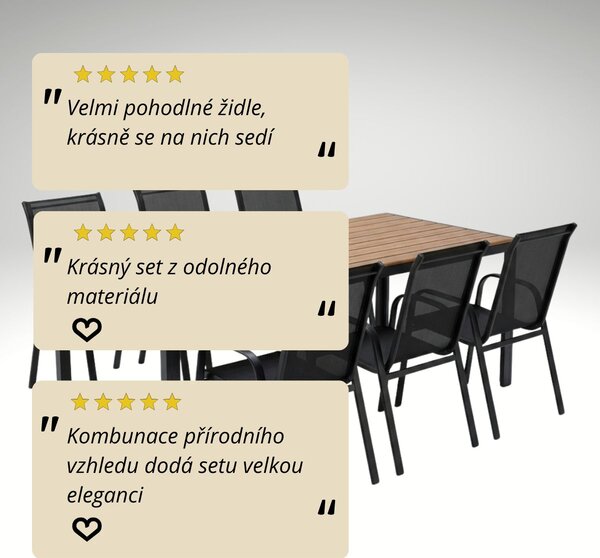 Vikio Venkovní zahradní set 190x90 pro 6 osob přírodní DK303-190P2
