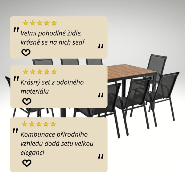 Vikio Venkovní zahradní set 190x90 pro 8 osob přírodní DK305-190P2