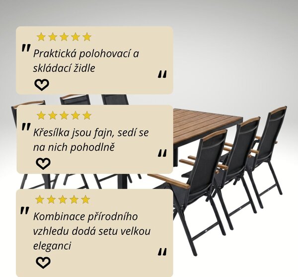 Vikio Zahradní jídelní set 190x90 pro 6 osob přírodní AZS157-6P2
