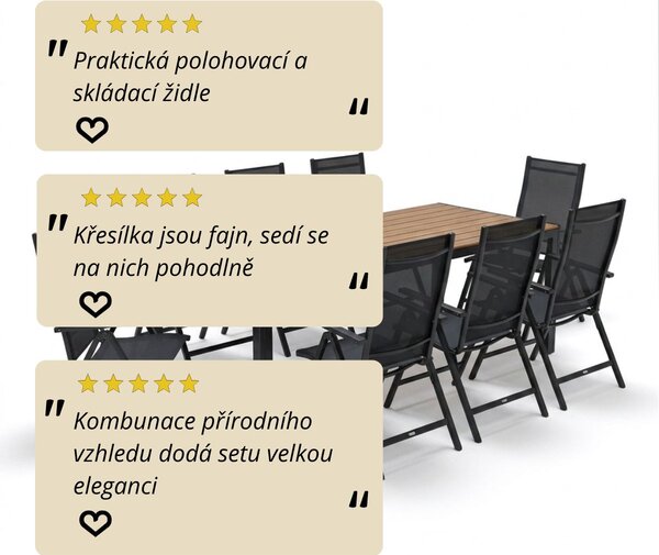 Vikio Zahradní set 190x90 pro 8 osob přírodní V138-190P2