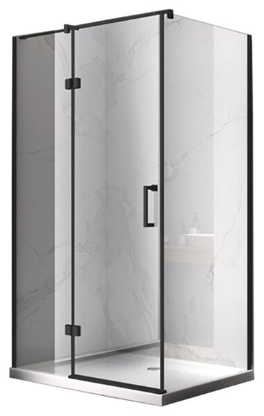 BPS-koupelny Obdélníkový sprchový kout HYD-OK03D 120x100 černá/transparent + vanička HYD-OSV-ST06C černá