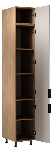 Vysoká kuchyňská skříň SALERNO - šířka 40 cm, dub / béžová