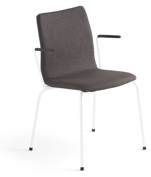 AJ Produkty Konferenční židle OTTAWA, s područkami, šedý potah, bílá
