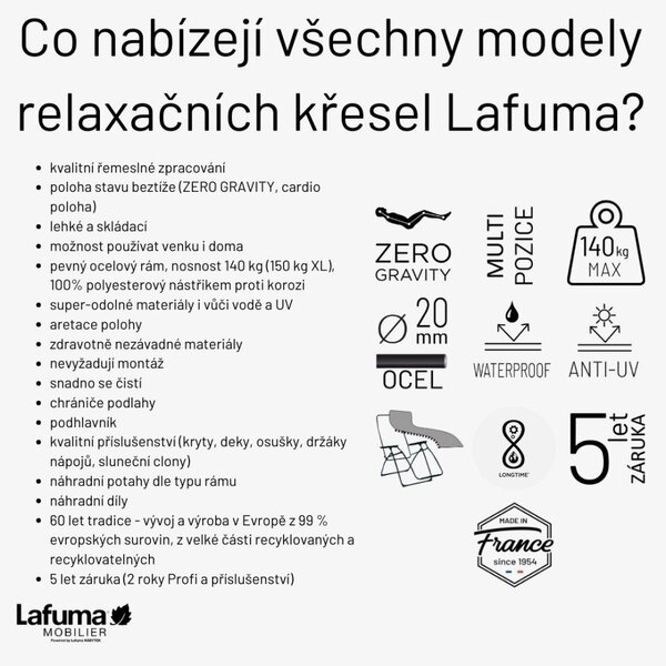 Relaxační křeslo Lafuma BAYANNE Tundra šedá Granit