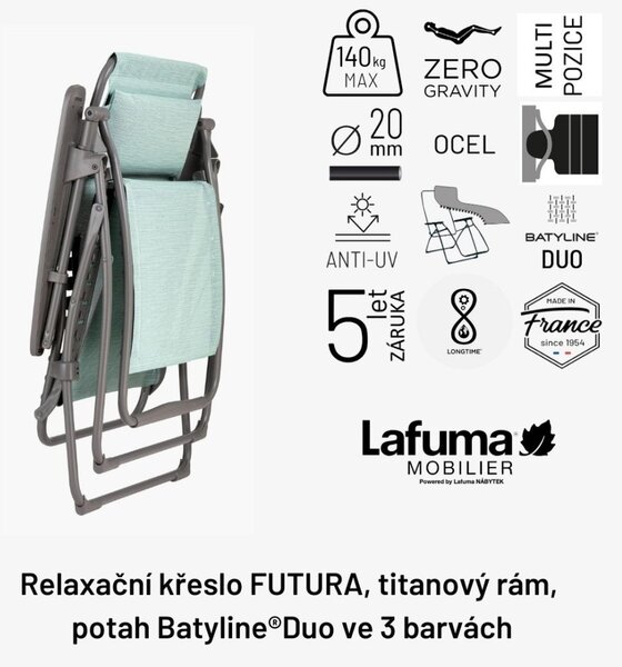 Relaxační křeslo Lafuma FUTURA BatylineDUO šedá Galet