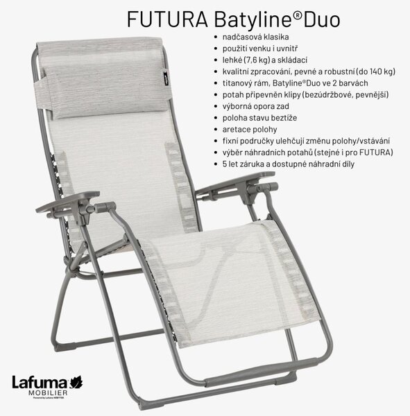 Relaxační křeslo Lafuma FUTURA BatylineDUO šedá Galet
