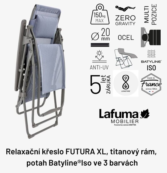 Relaxační křeslo Lafuma FUTURA XL BatylineISO modrá Ocean II