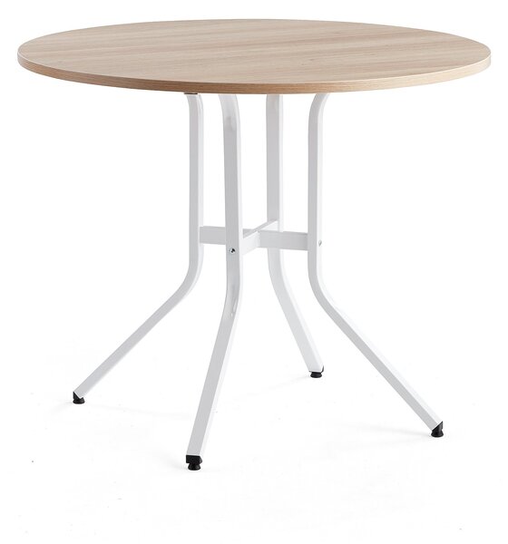 AJ Produkty Stůl VARIOUS, Ø1100 mm, výška 900 mm, bílá, dub