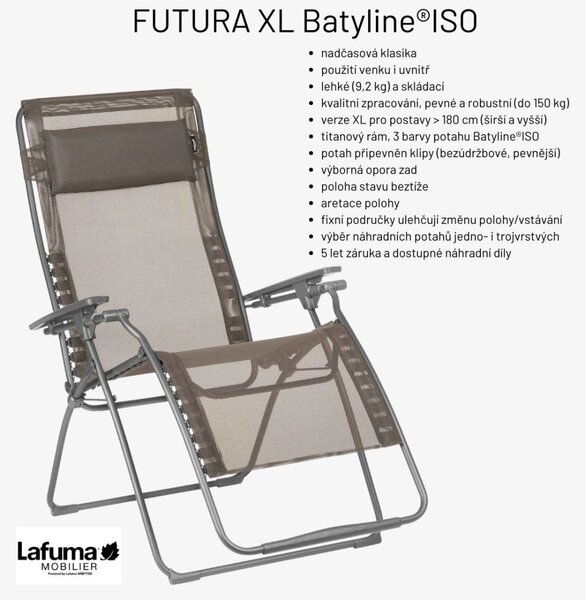 Relaxační křeslo Lafuma FUTURA XL BatylineISO modrá Ocean II