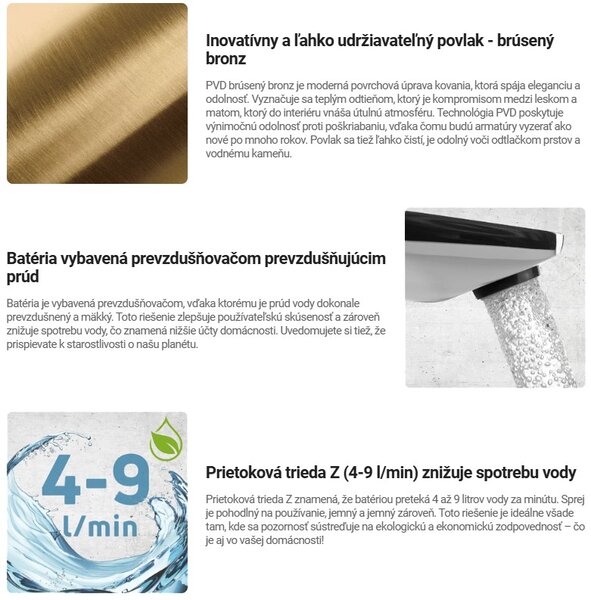 Deante Corda, vysoká dřezová baterie se silikonovým ramenem a sprškou, černá matně-broušený bronz, DEA-BRC_C72M