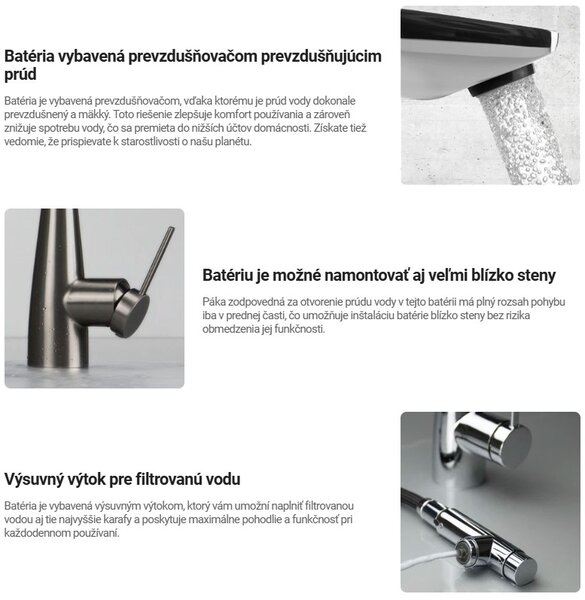 Deante Eridan, vysoká dřezová baterie s výsuvným výtokem pro filtrovanou vodu h-333, chromová, DEA-BRE_075M