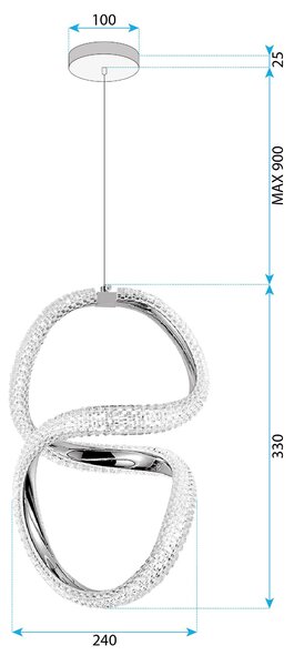 Toolight Toolight, LED závěsné svítidlo 24W, 4000K, G077-3CPR, zlatá, OSW-08667