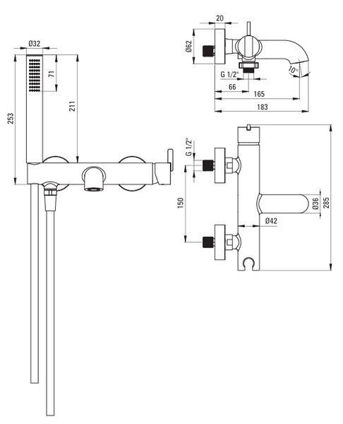 Deante Bath mixer, with shower set