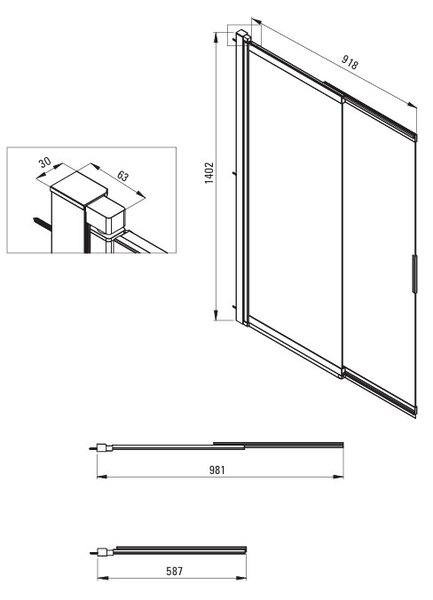 Deante Bath screen, 100x140 cm