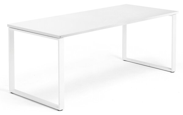 AJ Produkty Psací stůl QBUS, O-podnož, 1800x800 mm, bílý rám, bílá