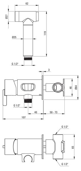 Deante Bidet tap, concealed, with bidetta hand shower