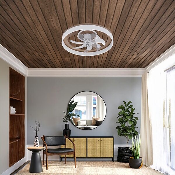 LED Stmívatelné stropní svítidlo s ventilátorem LED/40W/230V hnědá/bílá