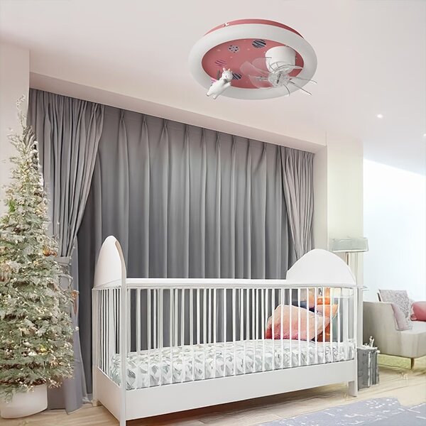 LED Dětské stm str svítidlo s ventilátorem LED/48W/230V 3000/4000/6000K růžová