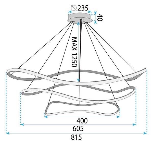 Toolight Toolight, LED závěsná lampa 40/60/80cm, 82W, 3000K, LHJ016-CP3, černá matná, OSW-50006