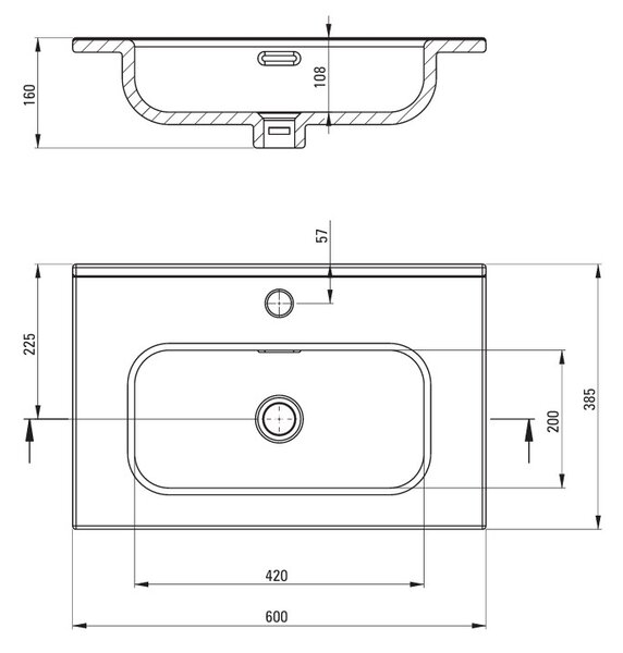 Deante Ceramic washbasin, inset - 60 cm