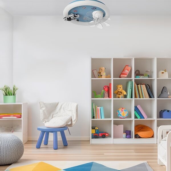 LED Dětské stm str svítidlo s ventilátorem LED/48W/230V 3000/4000/6000K modrá