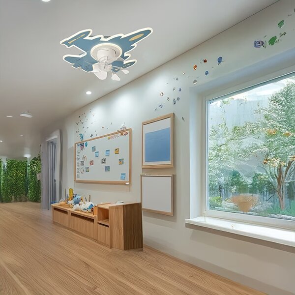 LED Dětské stm str svítidlo s ventilátorem LED/63W/230V 3000/4000/6000K modrá