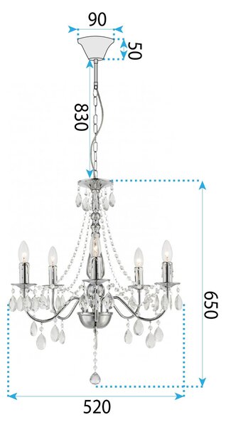 Toolight Rea, Stropní svítidlo EBT014-5CP CHROME, OSW-01249