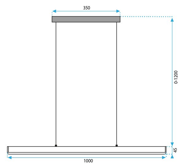 Toolight Toolight, LED stropní svítidlo 100cm, 15W, APP1448-CP, černá matná, OSW-03900