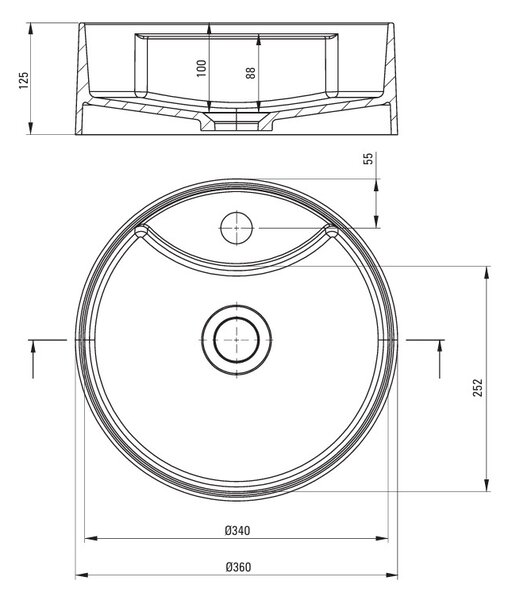 Deante Silia, umývadlo na dosku s otvorom na batériu 360x360x125mm, biela matná, DEA-CQS_AU4B