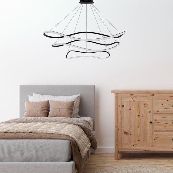 Toolight Toolight, LED závěsná lampa 40/60/80cm, 82W, 3000K, LHJ016-CP3, černá matná, OSW-50006