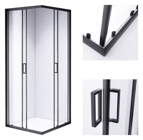 BPS-koupelny Čtvercový sprchový kout HYD-SK30C 100x100 černá/transparent - bez vaničky