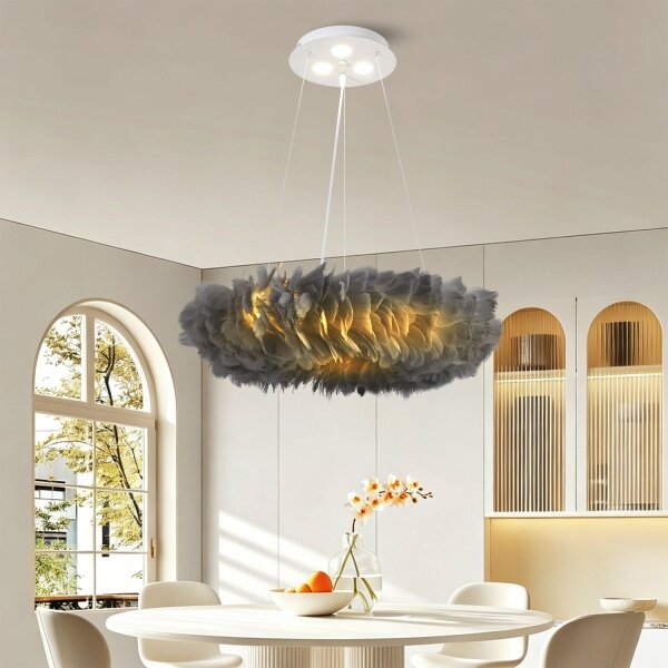 Brilagi - LED Lustr na lanku FEATHER 3xE27/40W/230V + 3xLED/3W pr. 50 cm šedá