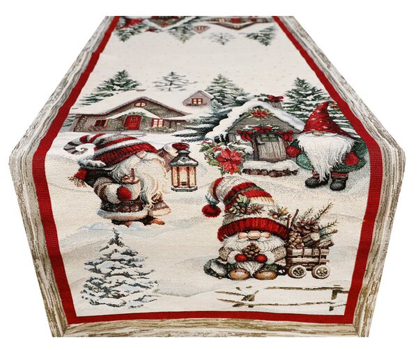 Vánoční gobelínový běhoun na stůl Vánoční skřítek Barva Vícebarevná Rozměry 45x140 cm