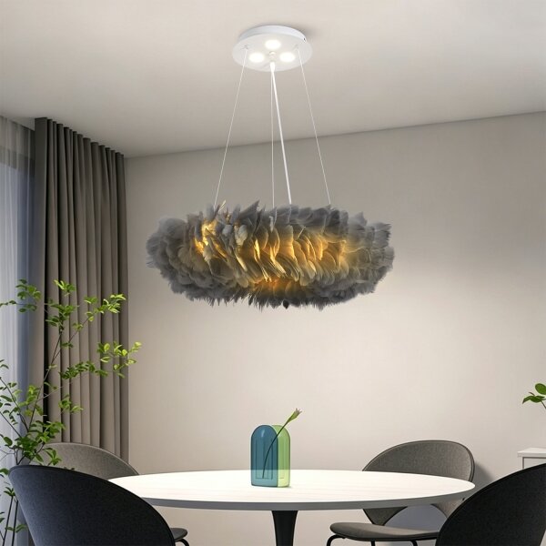 Brilagi - LED Lustr na lanku FEATHER 3xE27/40W/230V + 3xLED/3W pr. 50 cm šedá